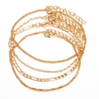 New Multi-layer Alloy Anklet Suit 4-piece Set Creative Retro Simple Chain Footwear Women's Anklet main image 5