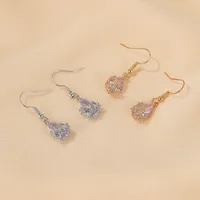 Retro Water Droplets Plating Copper Artificial Gemstones Earrings main image 2