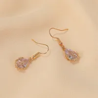Retro Water Droplets Plating Copper Artificial Gemstones Earrings main image 3