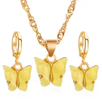 Fashion Butterfly Necklace Earrings Set Jewelry Acrylic Necklace Earring Set Hot Jewelry Wholesale Nihaojewelr sku image 1