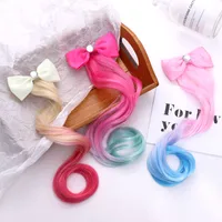 Children's Fashion Color Bow Wig Hairpin Korean Girl Baby Duckbill Clip Headdress Bangs Hairpin Jewelry Wholesale Nihaowholesale main image 2