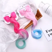 Children's Fashion Color Bow Wig Hairpin Korean Girl Baby Duckbill Clip Headdress Bangs Hairpin Jewelry Wholesale Nihaowholesale main image 4