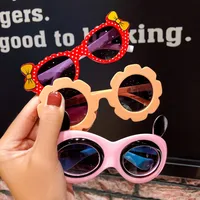 Cute Heart Shape Floral Polycarbonate Round Frame Square Oval Frame Full Frame Kids Sunglasses main image 4