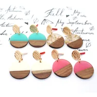 Fashion Jewelry Original Simple Earrings Resin Wood Stitching Earrings Wholesale Nihaowholesale main image 2