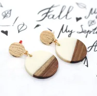 Fashion Jewelry Original Simple Earrings Resin Wood Stitching Earrings Wholesale Nihaowholesale main image 5