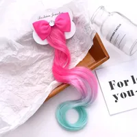 Children's Fashion Color Bow Wig Hairpin Korean Girl Baby Duckbill Clip Headdress Bangs Hairpin Jewelry Wholesale Nihaowholesale sku image 6