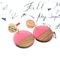 Fashion Jewelry Original Simple Earrings Resin Wood Stitching Earrings Wholesale Nihaowholesale sku image 1