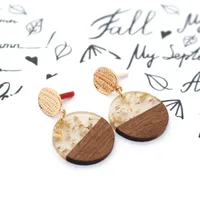 Fashion Jewelry Original Simple Earrings Resin Wood Stitching Earrings Wholesale Nihaowholesale sku image 2