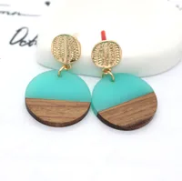 Fashion Jewelry Original Simple Earrings Resin Wood Stitching Earrings Wholesale Nihaowholesale sku image 3