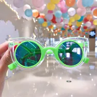 Cute Heart Shape Floral Polycarbonate Round Frame Square Oval Frame Full Frame Kids Sunglasses sku image 12