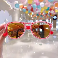 Cute Heart Shape Floral Polycarbonate Round Frame Square Oval Frame Full Frame Kids Sunglasses sku image 22