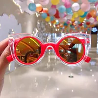 Cute Heart Shape Floral Polycarbonate Round Frame Square Oval Frame Full Frame Kids Sunglasses sku image 13