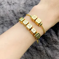 Fashion Letter Copper 18k Gold Plated Artificial Gemstones Bracelets In Bulk main image 2
