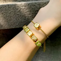 Fashion Letter Copper 18k Gold Plated Artificial Gemstones Bracelets In Bulk main image 3