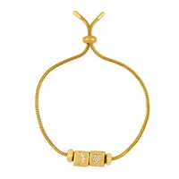 Fashion Letter Copper 18k Gold Plated Artificial Gemstones Bracelets In Bulk main image 5