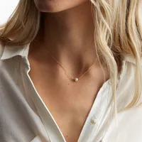 Explosion Accessories Simple Pearl Pendant Stainless Steel Gold-plated Necklace Clavicle Chain Distribution Wholesale Nihaowholesale main image 1