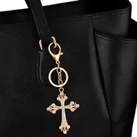 Cross Keychain Creative Metal Diamond Keychain Key Storage Key Car Keychain main image 3