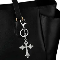 Cross Keychain Creative Metal Diamond Keychain Key Storage Key Car Keychain main image 4
