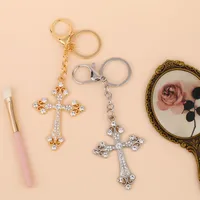 Cross Keychain Creative Metal Diamond Keychain Key Storage Key Car Keychain main image 5