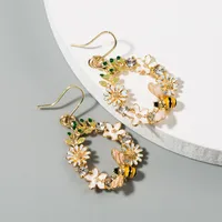 Hot Selling Creative Flowers Dripping Alloy Earrings S925 Silver Needle Diamond Color Butterfly Bee Ear Jewelry Wholesale Nihaowholesale main image 1