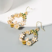 Hot Selling Creative Flowers Dripping Alloy Earrings S925 Silver Needle Diamond Color Butterfly Bee Ear Jewelry Wholesale Nihaowholesale main image 2