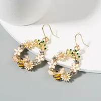 Hot Selling Creative Flowers Dripping Alloy Earrings S925 Silver Needle Diamond Color Butterfly Bee Ear Jewelry Wholesale Nihaowholesale main image 3