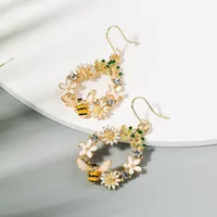 Hot Selling Creative Flowers Dripping Alloy Earrings S925 Silver Needle Diamond Color Butterfly Bee Ear Jewelry Wholesale Nihaowholesale main image 4