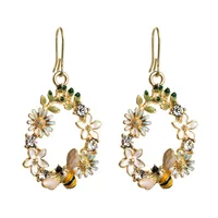 Hot Selling Creative Flowers Dripping Alloy Earrings S925 Silver Needle Diamond Color Butterfly Bee Ear Jewelry Wholesale Nihaowholesale sku image 1