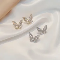 S925 Sterling Silver Needle Retro  Style Butterfly Earrings Rhinestone Glittering Small Earrings New Temperament Super Fairy Earrings Wholesale Nihaowholesale main image 3