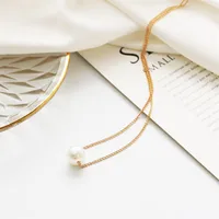Simple Pearl Ball Short Necklace Korean Star Simple Clothing Clavicle Chain Wholesale Nihaowholesale main image 3