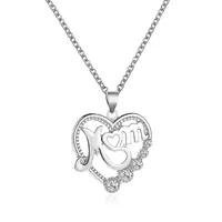 Necklace Diamond Mom Heart Diamond Necklace Gift Love Letter Necklace Wholesale Nihaowholesale sku image 1
