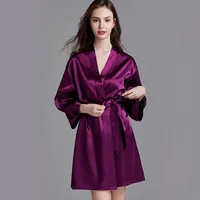 Cross-border Pajamas Women's Spring And Summer Silk Ice Silk Robe Foreigners Plus Size Bathrobe Morning Gowns Ladies Summer Loungewear main image 5