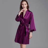 Cross-border Pajamas Women's Spring And Summer Silk Ice Silk Robe Foreigners Plus Size Bathrobe Morning Gowns Ladies Summer Loungewear main image 4
