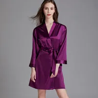 Cross-border Pajamas Women's Spring And Summer Silk Ice Silk Robe Foreigners Plus Size Bathrobe Morning Gowns Ladies Summer Loungewear main image 2