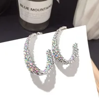 Korean New Loop Earrings Full Diamond Fashion Super Flash Silver Needle Earrings Wholesale Nihaowholesale main image 1