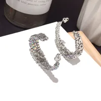 Korean New Loop Earrings Full Diamond Fashion Super Flash Silver Needle Earrings Wholesale Nihaowholesale main image 2
