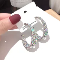 Korean New Loop Earrings Full Diamond Fashion Super Flash Silver Needle Earrings Wholesale Nihaowholesale main image 3