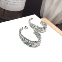Korean New Loop Earrings Full Diamond Fashion Super Flash Silver Needle Earrings Wholesale Nihaowholesale main image 4