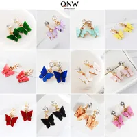 Korean Style Hot Selling Sweet Color Zircon Acrylic Butterfly Earrings Simple Earrings Wholesale Nihaowholesale main image 1