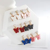Korean Style Hot Selling Sweet Color Zircon Acrylic Butterfly Earrings Simple Earrings Wholesale Nihaowholesale main image 2