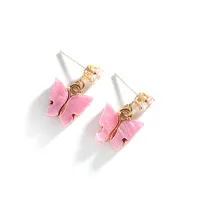 Korean Style Hot Selling Sweet Color Zircon Acrylic Butterfly Earrings Simple Earrings Wholesale Nihaowholesale main image 5