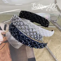 Women's Retro U Shape Plaid Rhinestone main image 1