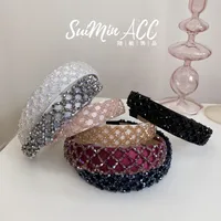 Women's Retro U Shape Plaid Rhinestone main image 2