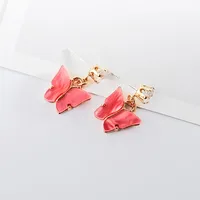 Korean Style Hot Selling Sweet Color Zircon Acrylic Butterfly Earrings Simple Earrings Wholesale Nihaowholesale sku image 1