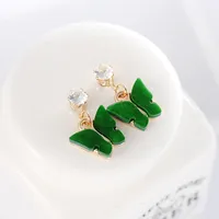 Korean Style Hot Selling Sweet Color Zircon Acrylic Butterfly Earrings Simple Earrings Wholesale Nihaowholesale sku image 3
