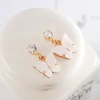 Korean Style Hot Selling Sweet Color Zircon Acrylic Butterfly Earrings Simple Earrings Wholesale Nihaowholesale sku image 5