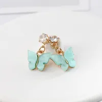 Korean Style Hot Selling Sweet Color Zircon Acrylic Butterfly Earrings Simple Earrings Wholesale Nihaowholesale sku image 7