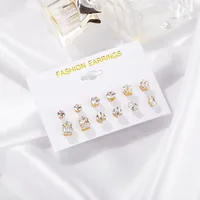 Hot-selling Geometric Zircon 6 Pairs Of Earrings Set Creative Retro Simple Embedded Diamond Earrings Wholesale main image 2