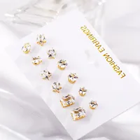 Hot-selling Geometric Zircon 6 Pairs Of Earrings Set Creative Retro Simple Embedded Diamond Earrings Wholesale main image 3