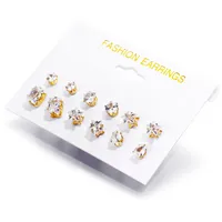 Hot-selling Geometric Zircon 6 Pairs Of Earrings Set Creative Retro Simple Embedded Diamond Earrings Wholesale main image 5